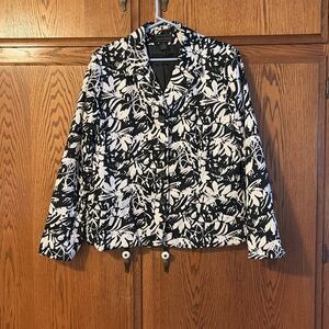Black and white floral jacket size 16